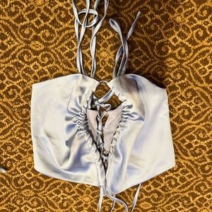 Tiger mist blue silk shirt size small